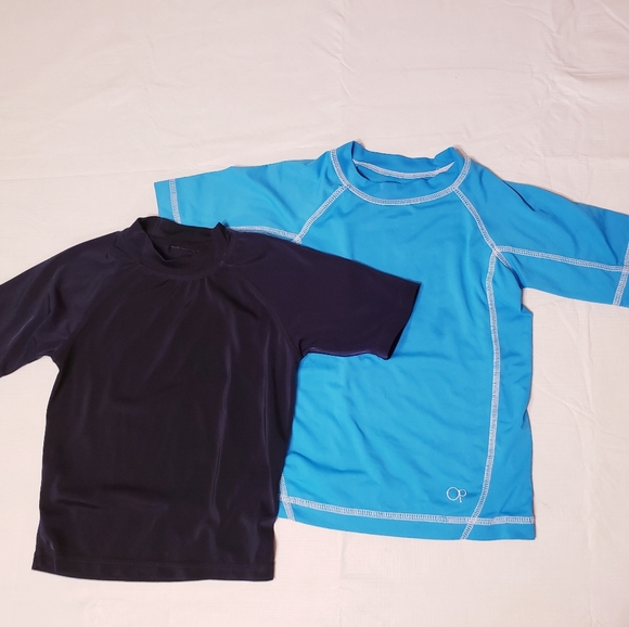 Snapper Rock Girls Short Sleeve UPF 50 Rash Guard//Swim Top Solid Navy w//White Stitching